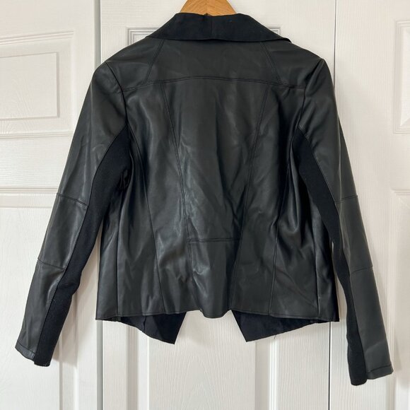 Bagatelle Black Faux Suede Leather Waterfall Open Front Jacket Size Small EUC - Picture 7 of 9